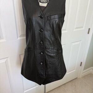 Vintage leather sheepskin Black Vest